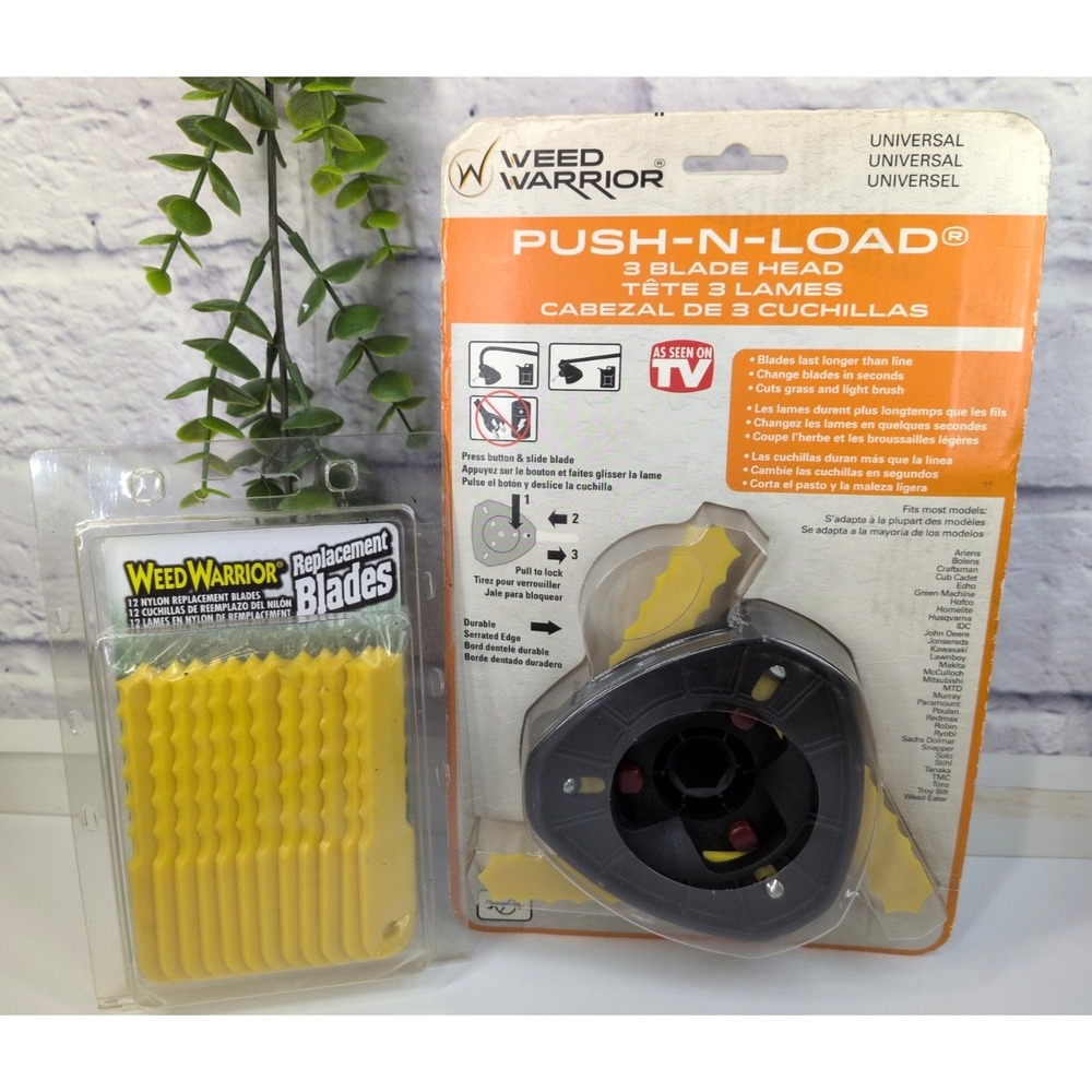NEW LOT🚨Weed Warrior Universal Push-N-Load Replacement 3-Blade Trimmer Head